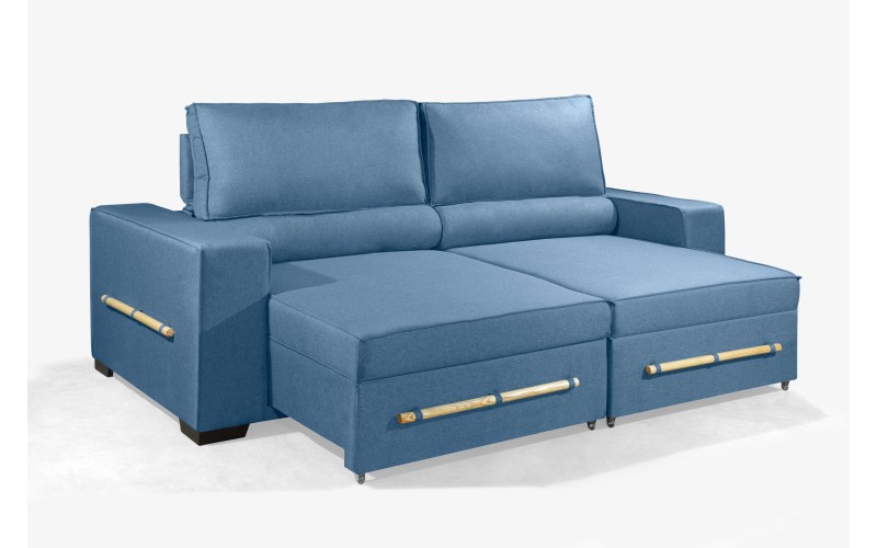 Sofá Retrátil e Reclinável 2.30m ESTILO ESTOFADOS - CHAYENE com SoftGel D33 Linho "Azul" Sofá Retrátil e Reclinável 2.30m ESTILO ESTOFADOS - CHAYENE com SoftGel D33 Linho "Azul"