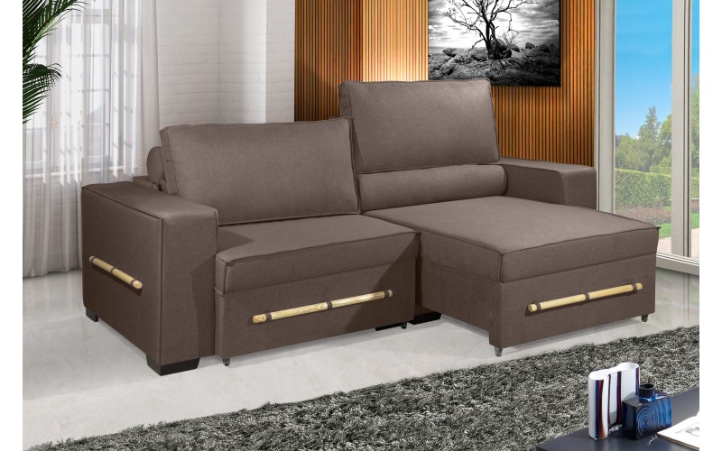 Sofá Retrátil e Reclinável 2.50m ESTILO ESTOFADOS - CHAYENE com SoftGel D33 Linho "Marrom" Sofá Retrátil e Reclinável 2.50m ESTILO ESTOFADOS - CHAYENE com SoftGel D33 Linho "Marrom"