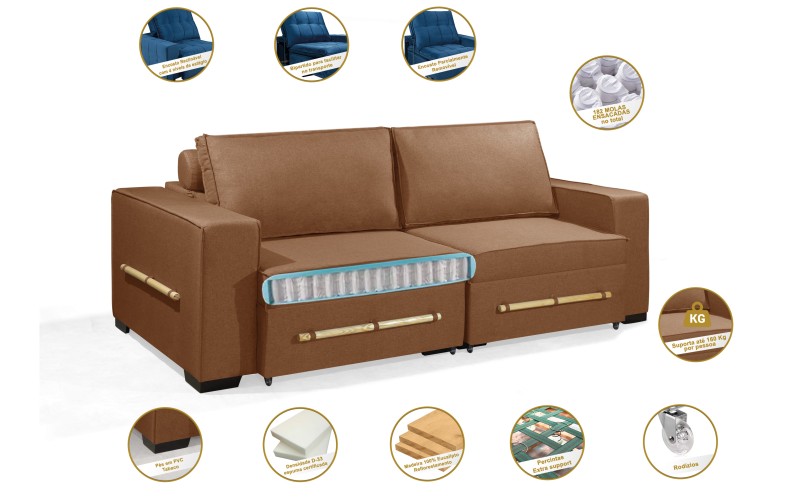 Sofá Retrátil e Reclinável 2.90m ESTILO ESTOFADOS - CHAYENE com SoftGel D33 Linho "Terracota" Sofá Retrátil e Reclinável 2.90m ESTILO ESTOFADOS - CHAYENE com SoftGel D33 Linho "Terracota"