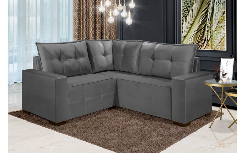 Sofá de Canto ESTILO ESTOFADOS - Milão 2,00x2,00m "Cinza" Sofá de Canto ESTILO ESTOFADOS - Milão 2,00x2,00m "Cinza"