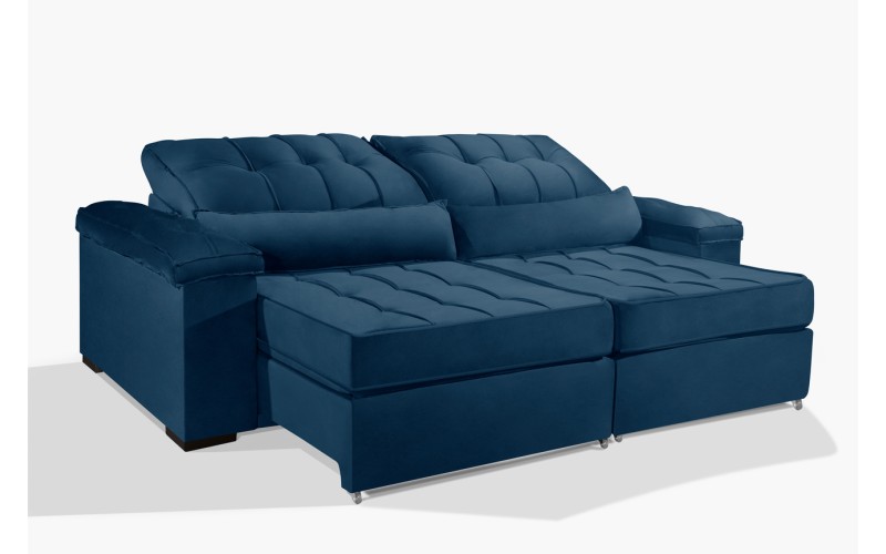 Sofá Retrátil e Reclinável 2.20m ESTILO ESTOFADOS - MOSCOU com SoftGel D33 Velusoft "Azul" Sofá Retrátil e Reclinável 2.20m ESTILO ESTOFADOS - MOSCOU com SoftGel D33 Velusoft "Azul"