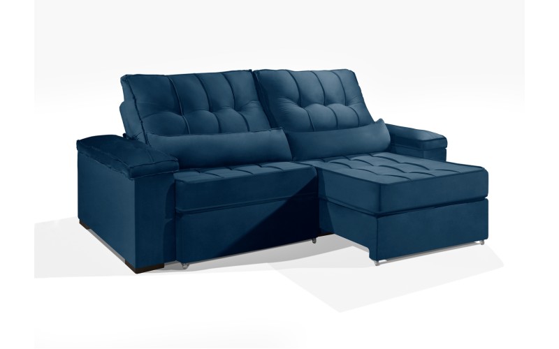 Sofá Retrátil e Reclinável 2.20m ESTILO ESTOFADOS - MOSCOU com SoftGel D33 Velusoft "Azul" Sofá Retrátil e Reclinável 2.20m ESTILO ESTOFADOS - MOSCOU com SoftGel D33 Velusoft "Azul"