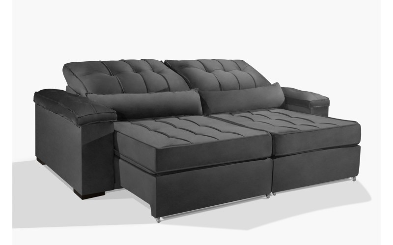 Sofá Retrátil e Reclinável 2.90m ESTILO ESTOFADOS - MOSCOU com SoftGel D33 Velusoft "Cinza" Sofá Retrátil e Reclinável 2.90m ESTILO ESTOFADOS - MOSCOU com SoftGel D33 Velusoft "Cinza"