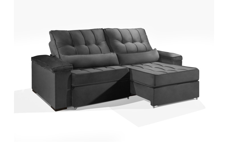 Sofá Retrátil e Reclinável 2.90m ESTILO ESTOFADOS - MOSCOU com SoftGel D33 Velusoft "Cinza" Sofá Retrátil e Reclinável 2.90m ESTILO ESTOFADOS - MOSCOU com SoftGel D33 Velusoft "Cinza"