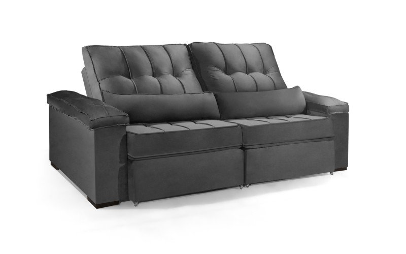 Sofá Retrátil e Reclinável 2.90m ESTILO ESTOFADOS - MOSCOU com SoftGel D33 Velusoft "Cinza" Sofá Retrátil e Reclinável 2.90m ESTILO ESTOFADOS - MOSCOU com SoftGel D33 Velusoft "Cinza"