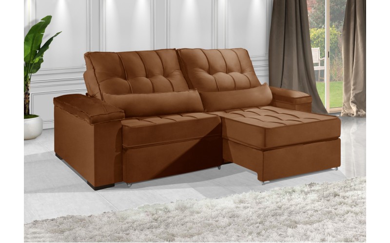 Sofá Retrátil e Reclinável 2.50m ESTILO ESTOFADOS - MOSCOU com SoftGel D33 Velusoft "Terracota" Sofá Retrátil e Reclinável 2.50m ESTILO ESTOFADOS - MOSCOU com SoftGel D33 Velusoft "Terracota"