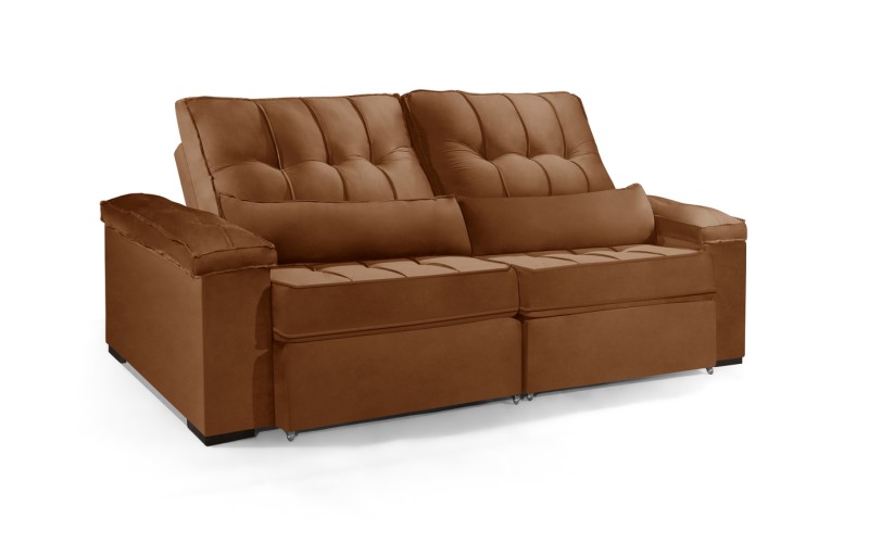 Sofá Retrátil e Reclinável 2.50m ESTILO ESTOFADOS - MOSCOU com SoftGel D33 Velusoft "Terracota" Sofá Retrátil e Reclinável 2.50m ESTILO ESTOFADOS - MOSCOU com SoftGel D33 Velusoft "Terracota"