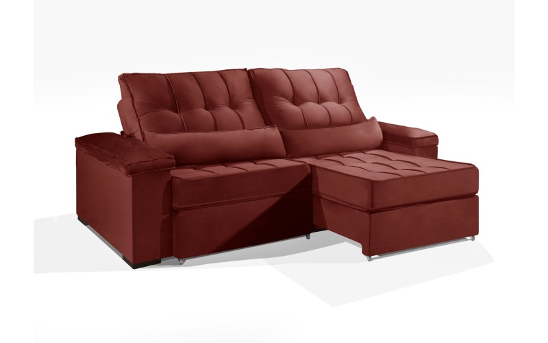 Sofá Retrátil e Reclinável 2.20m ESTILO ESTOFADOS - MOSCOU com SoftGel D33 Velusoft "Vermelho" Sofá Retrátil e Reclinável 2.20m ESTILO ESTOFADOS - MOSCOU com SoftGel D33 Velusoft "Vermelho"