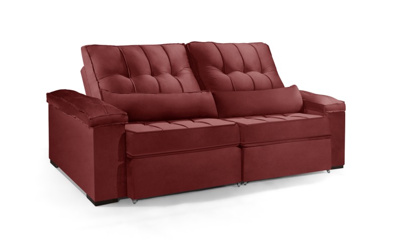 Sofá Retrátil e Reclinável 2.20m ESTILO ESTOFADOS - MOSCOU com SoftGel D33 Velusoft "Vermelho" Sofá Retrátil e Reclinável 2.20m ESTILO ESTOFADOS - MOSCOU com SoftGel D33 Velusoft "Vermelho"