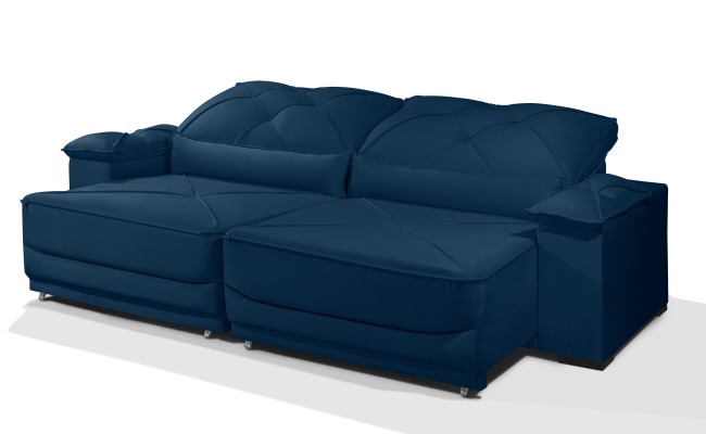 Sofá Retrátil e Reclinável 2.90m ESTILO ESTOFADOS - ODIN com SoftGel D33 Velusoft "Azul"
