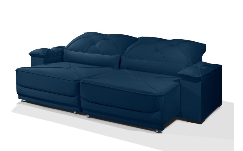 Sofá Retrátil e Reclinável 2.20m ESTILO ESTOFADOS - ODIN com SoftGel D33 Velusoft "Azul" Sofá Retrátil e Reclinável 2.20m ESTILO ESTOFADOS - ODIN com SoftGel D33 Velusoft "Azul"