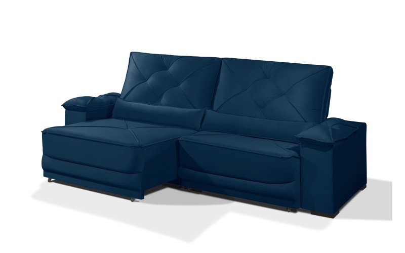 Sofá Retrátil e Reclinável 2.20m ESTILO ESTOFADOS - ODIN com SoftGel D33 Velusoft "Azul" Sofá Retrátil e Reclinável 2.20m ESTILO ESTOFADOS - ODIN com SoftGel D33 Velusoft "Azul"