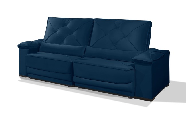 Sofá Retrátil e Reclinável 2.20m ESTILO ESTOFADOS - ODIN com SoftGel D33 Velusoft "Azul"