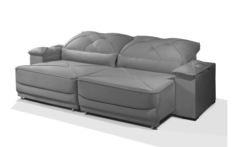 Sofá Retrátil e Reclinável 2.90m ESTILO ESTOFADOS - ODIN com SoftGel D33 Velusoft "Cinza" Sofá Retrátil e Reclinável 2.90m ESTILO ESTOFADOS - ODIN com SoftGel D33 Velusoft "Cinza"