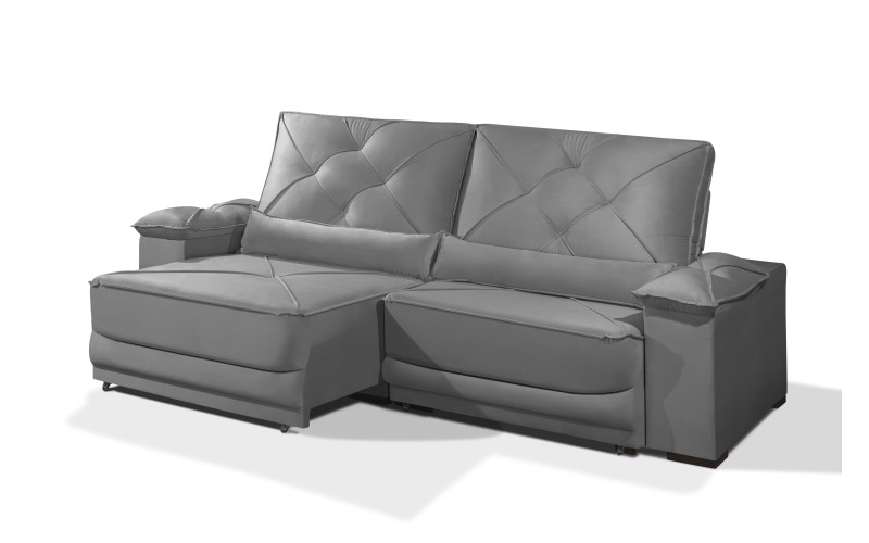 Sofá Retrátil e Reclinável 2.90m ESTILO ESTOFADOS - ODIN com SoftGel D33 Velusoft "Cinza" Sofá Retrátil e Reclinável 2.90m ESTILO ESTOFADOS - ODIN com SoftGel D33 Velusoft "Cinza"