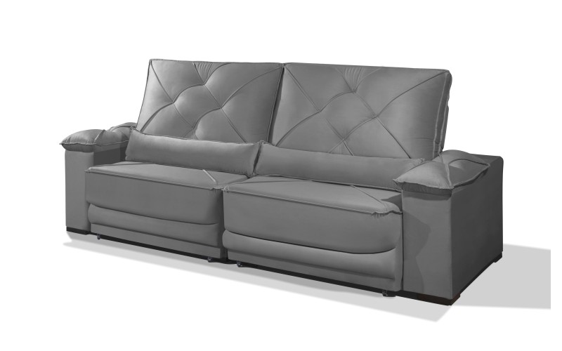Sofá Retrátil e Reclinável 2.90m ESTILO ESTOFADOS - ODIN com SoftGel D33 Velusoft "Cinza" Sofá Retrátil e Reclinável 2.90m ESTILO ESTOFADOS - ODIN com SoftGel D33 Velusoft "Cinza"