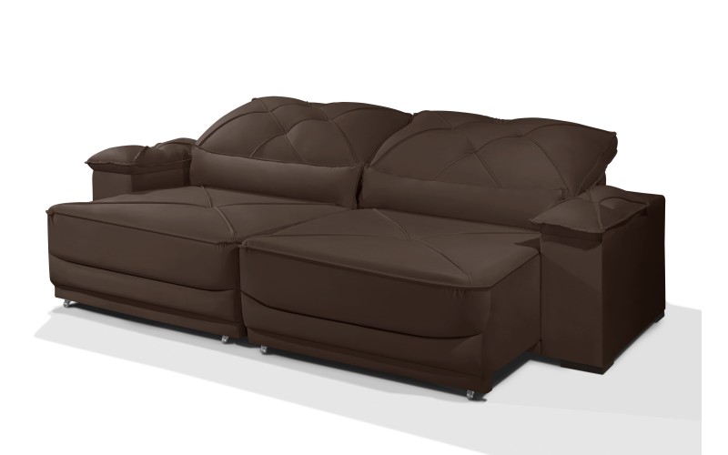 Sofá Retrátil e Reclinável 2.90m ESTILO ESTOFADOS - ODIN com SoftGel D33 Velusoft "Marrom" Sofá Retrátil e Reclinável 2.90m ESTILO ESTOFADOS - ODIN com SoftGel D33 Velusoft "Marrom"