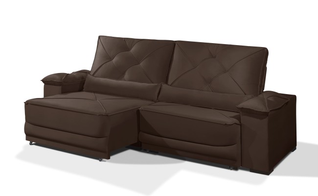 Sofá Retrátil e Reclinável 2.50m ESTILO ESTOFADOS - ODIN com SoftGel D33 Velusoft "Marrom"