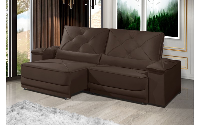 Sofá Retrátil e Reclinável 2.90m ESTILO ESTOFADOS - ODIN com SoftGel D33 Velusoft "Marrom" Sofá Retrátil e Reclinável 2.90m ESTILO ESTOFADOS - ODIN com SoftGel D33 Velusoft "Marrom"