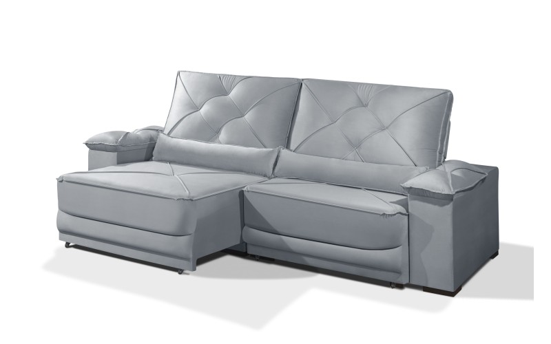 Sofá Retrátil e Reclinável 2.90m ESTILO ESTOFADOS - ODIN com SoftGel D33 Velusoft "Prata" Sofá Retrátil e Reclinável 2.90m ESTILO ESTOFADOS - ODIN com SoftGel D33 Velusoft "Prata"