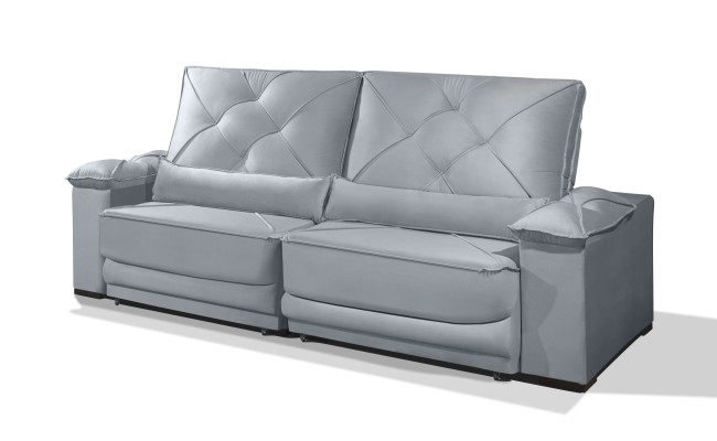 Sofá Retrátil e Reclinável 2.20m ESTILO ESTOFADOS - ODIN com SoftGel D33 Velusoft "Cinza"