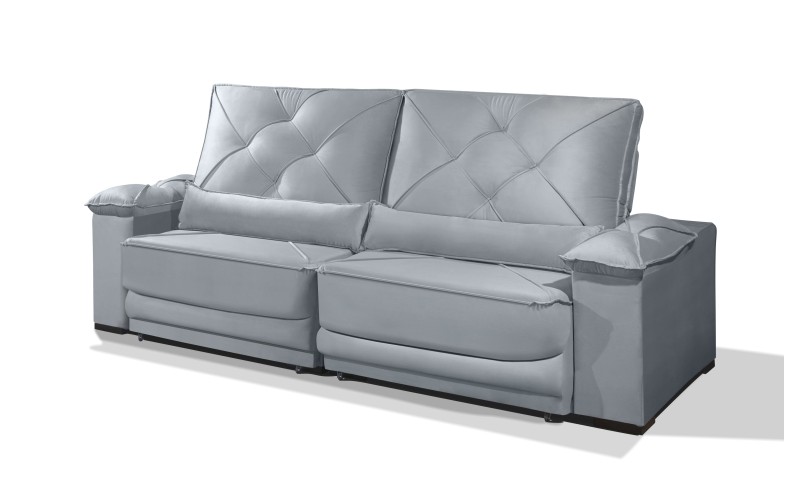 Sofá Retrátil e Reclinável 2.90m ESTILO ESTOFADOS - ODIN com SoftGel D33 Velusoft "Prata" Sofá Retrátil e Reclinável 2.90m ESTILO ESTOFADOS - ODIN com SoftGel D33 Velusoft "Prata"