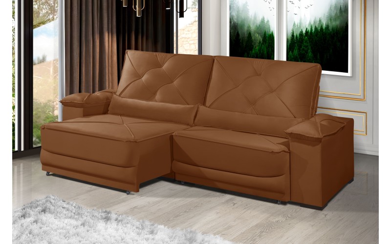 Sofá Retrátil e Reclinável 2.90m ESTILO ESTOFADOS - ODIN com SoftGel D33 Velusoft "Terracota" Sofá Retrátil e Reclinável 2.90m ESTILO ESTOFADOS - ODIN com SoftGel D33 Velusoft "Terracota"