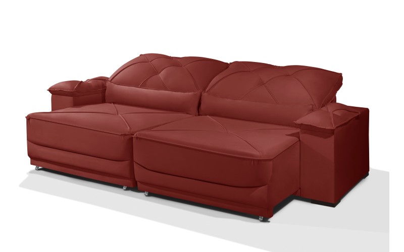 Sofá Retrátil e Reclinável 2.50m ESTILO ESTOFADOS - ODIN com SoftGel D33 Velusoft "Vermelho" Sofá Retrátil e Reclinável 2.50m ESTILO ESTOFADOS - ODIN com SoftGel D33 Velusoft "Vermelho"
