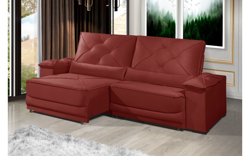 Sofá Retrátil e Reclinável 2.50m ESTILO ESTOFADOS - ODIN com SoftGel D33 Velusoft "Vermelho" Sofá Retrátil e Reclinável 2.50m ESTILO ESTOFADOS - ODIN com SoftGel D33 Velusoft "Vermelho"