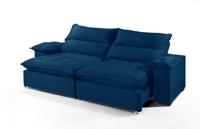 Sofá Retrátil e Reclinável 2.90m ESTILO ESTOFADOS - OSLO com SoftGel D33 Velusoft "Azul" Sofá Retrátil e Reclinável 2.90m ESTILO ESTOFADOS - OSLO com SoftGel D33 Velusoft "Azul"