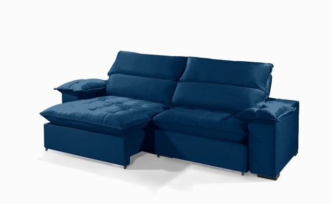 Sofá Retrátil e Reclinável 2.50m ESTILO ESTOFADOS - OSLO com SoftGel D33 Velusoft "Azul"