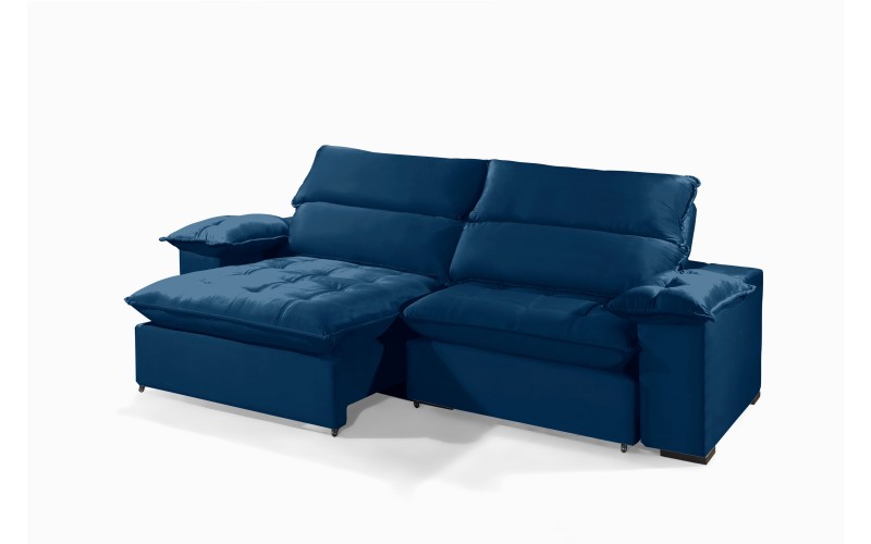 Sofá Retrátil e Reclinável 2.90m ESTILO ESTOFADOS - OSLO com SoftGel D33 Velusoft "Azul" Sofá Retrátil e Reclinável 2.90m ESTILO ESTOFADOS - OSLO com SoftGel D33 Velusoft "Azul"