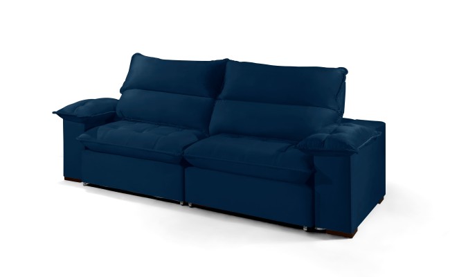 Sofá Retrátil e Reclinável 2.90m ESTILO ESTOFADOS - OSLO com SoftGel D33 Velusoft "Azul"