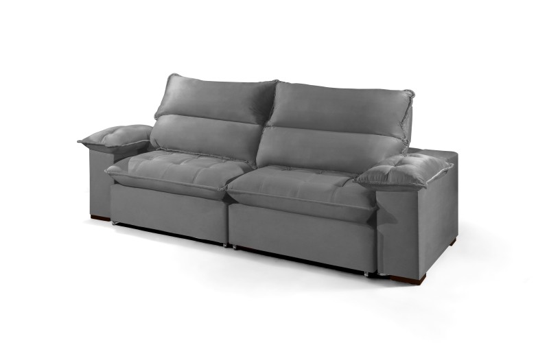 Sofá Retrátil e Reclinável 2.90m ESTILO ESTOFADOS - OSLO com SoftGel D33 Velusoft "Cinza" Sofá Retrátil e Reclinável 2.90m ESTILO ESTOFADOS - OSLO com SoftGel D33 Velusoft "Cinza"