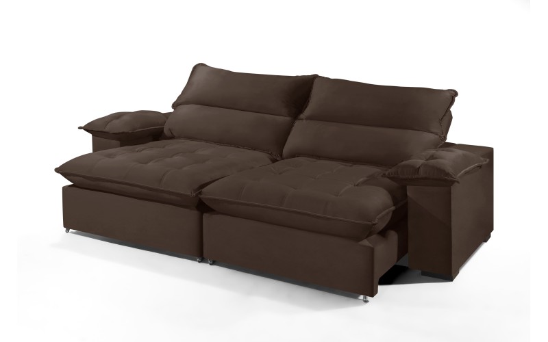 Sofá Retrátil e Reclinável 2.50m ESTILO ESTOFADOS - OSLO com SoftGel D33 Velusoft "Marrom" Sofá Retrátil e Reclinável 2.50m ESTILO ESTOFADOS - OSLO com SoftGel D33 Velusoft "Marrom"