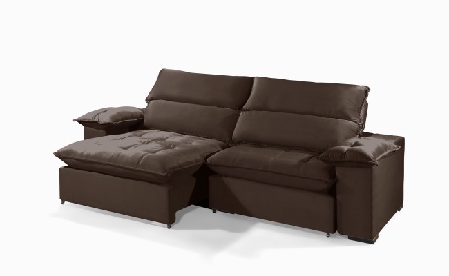Sofá Retrátil e Reclinável 2.50m ESTILO ESTOFADOS - OSLO com SoftGel D33 Velusoft "Marrom"