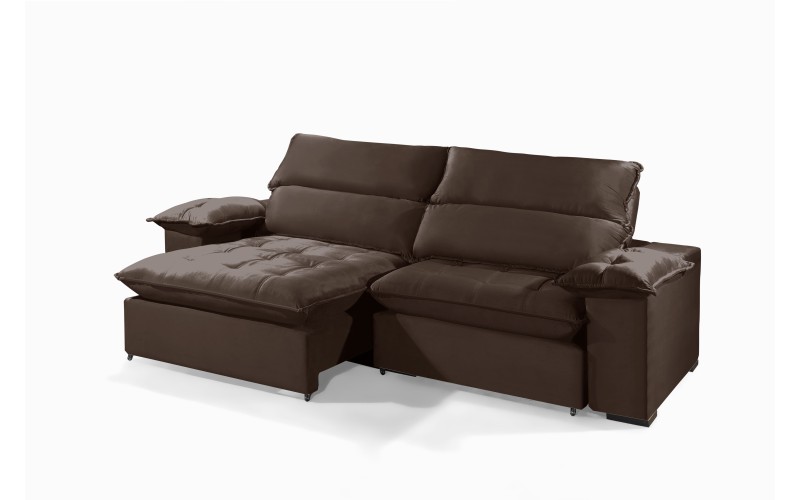 Sofá Retrátil e Reclinável 2.50m ESTILO ESTOFADOS - OSLO com SoftGel D33 Velusoft "Marrom" Sofá Retrátil e Reclinável 2.50m ESTILO ESTOFADOS - OSLO com SoftGel D33 Velusoft "Marrom"