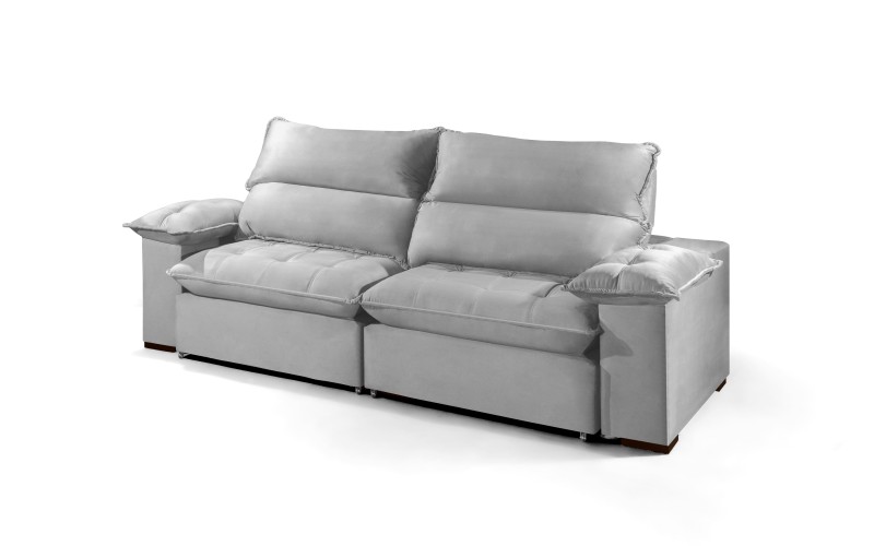 Sofá Retrátil e Reclinável 2.50m ESTILO ESTOFADOS - OSLO com SoftGel D33 Velusoft "Prata" Sofá Retrátil e Reclinável 2.50m ESTILO ESTOFADOS - OSLO com SoftGel D33 Velusoft "Prata"