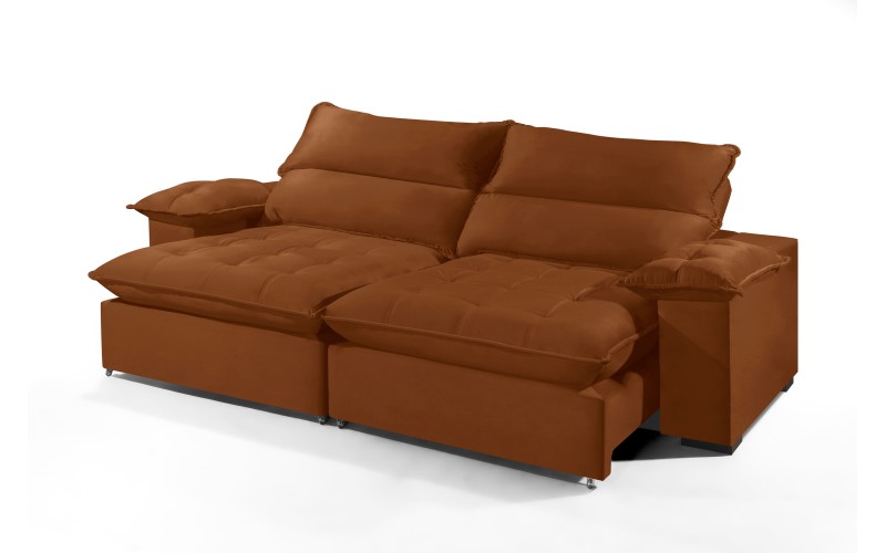 Sofá Retrátil e Reclinável 2.20m ESTILO ESTOFADOS - OSLO com SoftGel D33 Velusoft "Terracota" Sofá Retrátil e Reclinável 2.20m ESTILO ESTOFADOS - OSLO com SoftGel D33 Velusoft "Terracota"