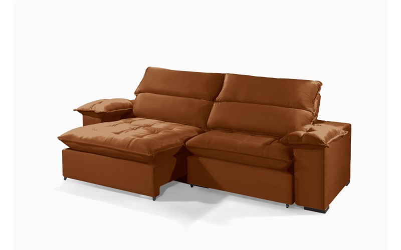Sofá Retrátil e Reclinável 2.20m ESTILO ESTOFADOS - OSLO com SoftGel D33 Velusoft "Terracota" Sofá Retrátil e Reclinável 2.20m ESTILO ESTOFADOS - OSLO com SoftGel D33 Velusoft "Terracota"
