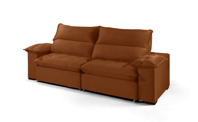 Sofá Retrátil e Reclinável 2.90m ESTILO ESTOFADOS - OSLO com SoftGel D33 Velusoft "Terracota"
