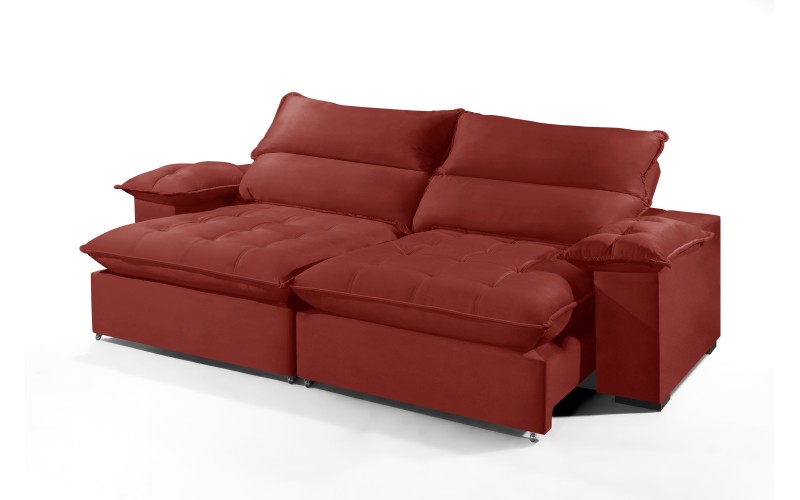 Sofá Retrátil e Reclinável 2.50m ESTILO ESTOFADOS - OSLO com SoftGel D33 Velusoft "Vermelho" Sofá Retrátil e Reclinável 2.50m ESTILO ESTOFADOS - OSLO com SoftGel D33 Velusoft "Vermelho"