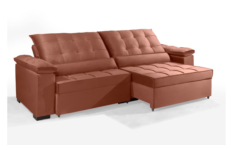 Sofá Retrátil e Reclinável RENEW 2.10m ESTILO ESTOFADOS - França Velusoft Cor "Terracota" Sofá Retrátil e Reclinável RENEW 2.10m ESTILO ESTOFADOS - França Velusoft Cor "Terracota"