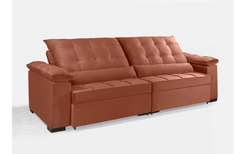 Sofá Retrátil e Reclinável RENEW 2.10m ESTILO ESTOFADOS - França Velusoft Cor "Terracota" Sofá Retrátil e Reclinável RENEW 2.10m ESTILO ESTOFADOS - França Velusoft Cor "Terracota"