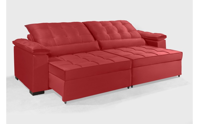 Sofá Retrátil e Reclinável RENEW 2.30m ESTILO ESTOFADOS - França Velusoft Cor "Vermelho" Sofá Retrátil e Reclinável RENEW 2.30m ESTILO ESTOFADOS - França Velusoft Cor "Vermelho"