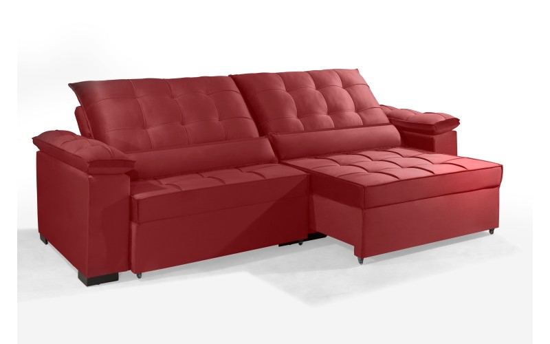 Sofá Retrátil e Reclinável RENEW 2.30m ESTILO ESTOFADOS - França Velusoft Cor "Vermelho" Sofá Retrátil e Reclinável RENEW 2.30m ESTILO ESTOFADOS - França Velusoft Cor "Vermelho"