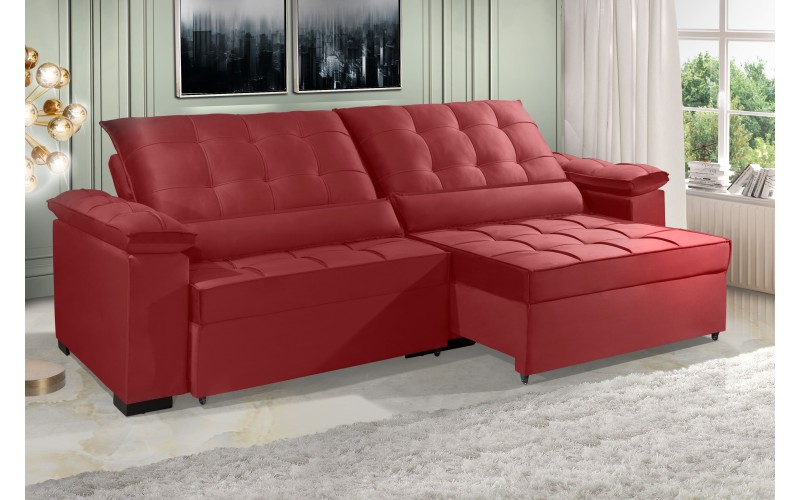Sofá Retrátil e Reclinável RENEW 2.30m ESTILO ESTOFADOS - França Velusoft Cor "Vermelho" Sofá Retrátil e Reclinável RENEW 2.30m ESTILO ESTOFADOS - França Velusoft Cor "Vermelho"