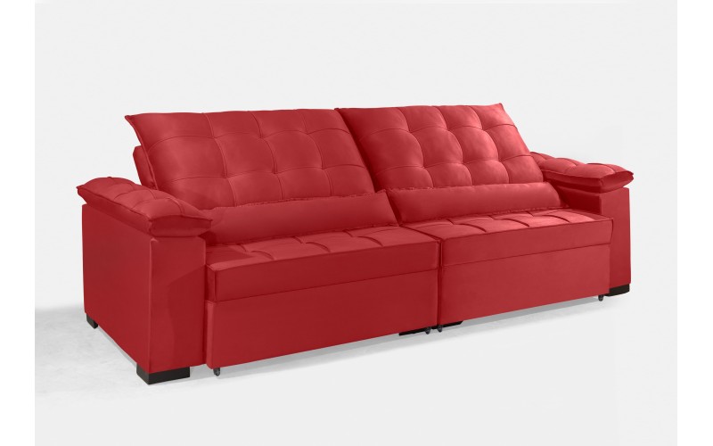 Sofá Retrátil e Reclinável RENEW 2.30m ESTILO ESTOFADOS - França Velusoft Cor "Vermelho" Sofá Retrátil e Reclinável RENEW 2.30m ESTILO ESTOFADOS - França Velusoft Cor "Vermelho"