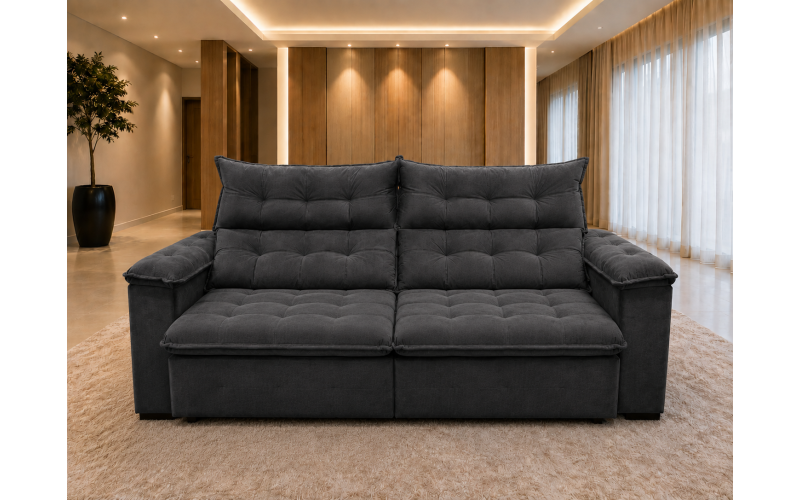 Sofá Retrátil Livia 2,30 Metros Velusoft | Conforto e Elegância para sua Sala
