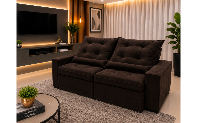  Sofá Retrátil Sophia 2,90 Metros velusoft | Conforto e Elegância para sua Sala